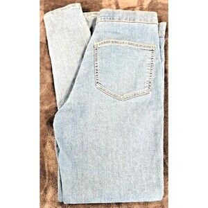 New Top Shop Light Blue Moto Joni High Rise Waist Straight Leg Jeans 11 32X28